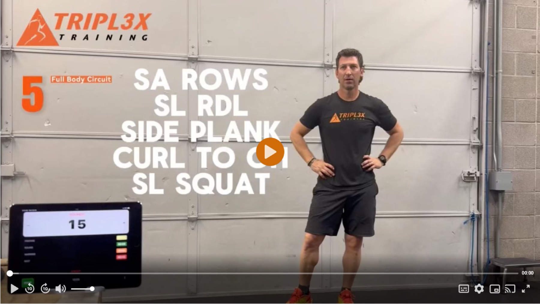 A Triplex online workout video: Kyle coaching a five-move circuit